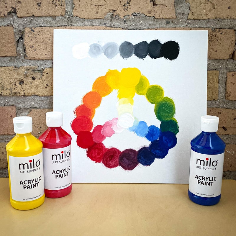 milo Acrylic Paint Set of 8 Colors | 8 oz Bottles | Student Primary Colors Acrylics Painting Pack | Made in the USA | Non-Toxic Art & Craft Paints for Artists, & Hobby Painters - Image 4